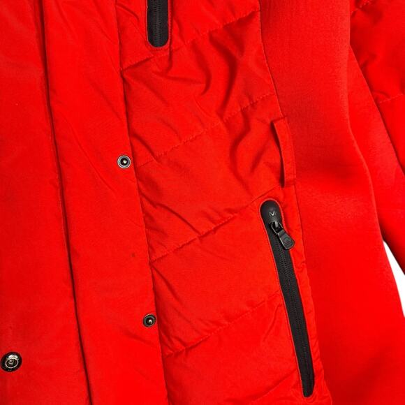 Michael Kors Women's Red Faux Fur Puffer Coat - Picture 8 of 12